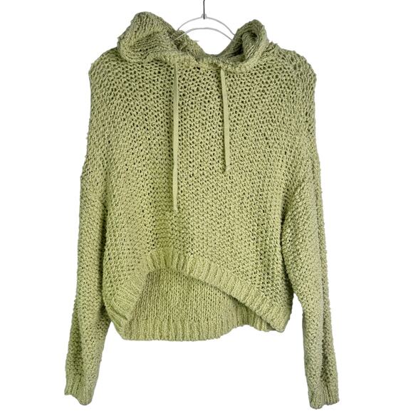 Pilcro Anthropologie Sailcloth Hooded Sweatshirt Cropped Loose Knit Green Small - Picture 3 of 15